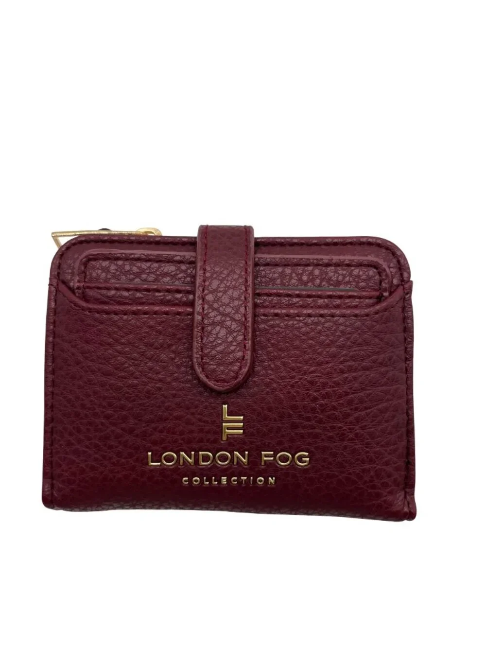 London Fog Burgundy Pebbled Faux Leather Wallet